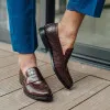 Giày lười nam Penny Loafers dập vân da rắn